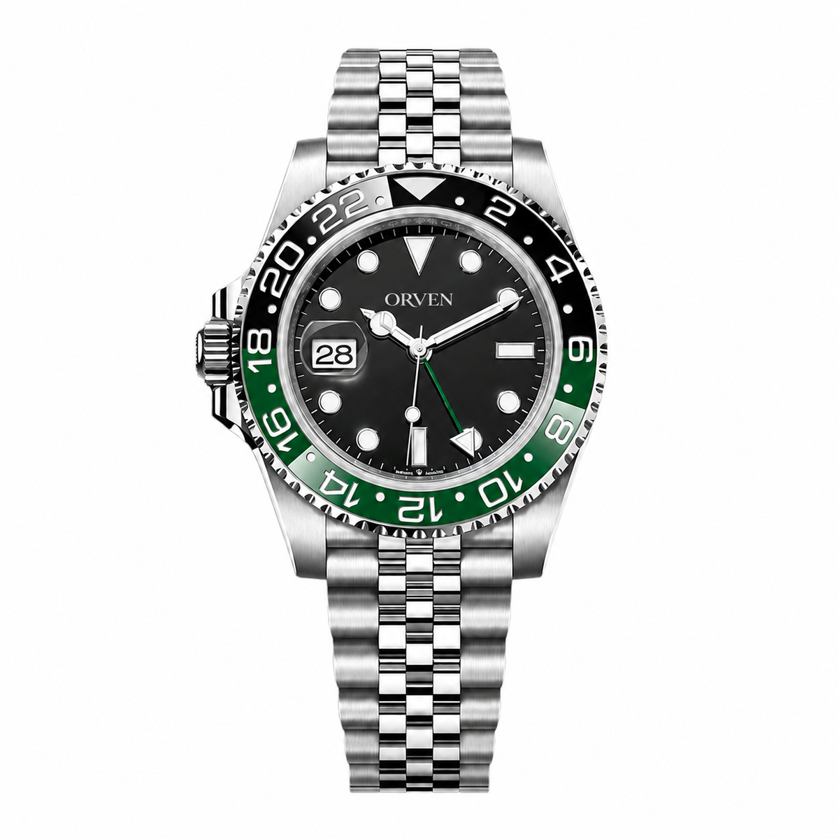 Orven Naviren – Black Dial & Green Bezel
