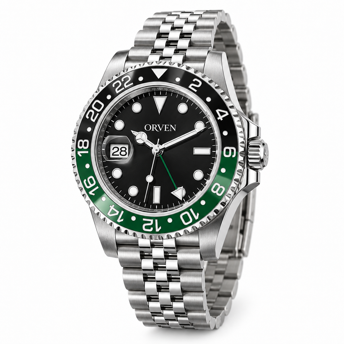 Orven Naviren – Black Dial & Green Bezel