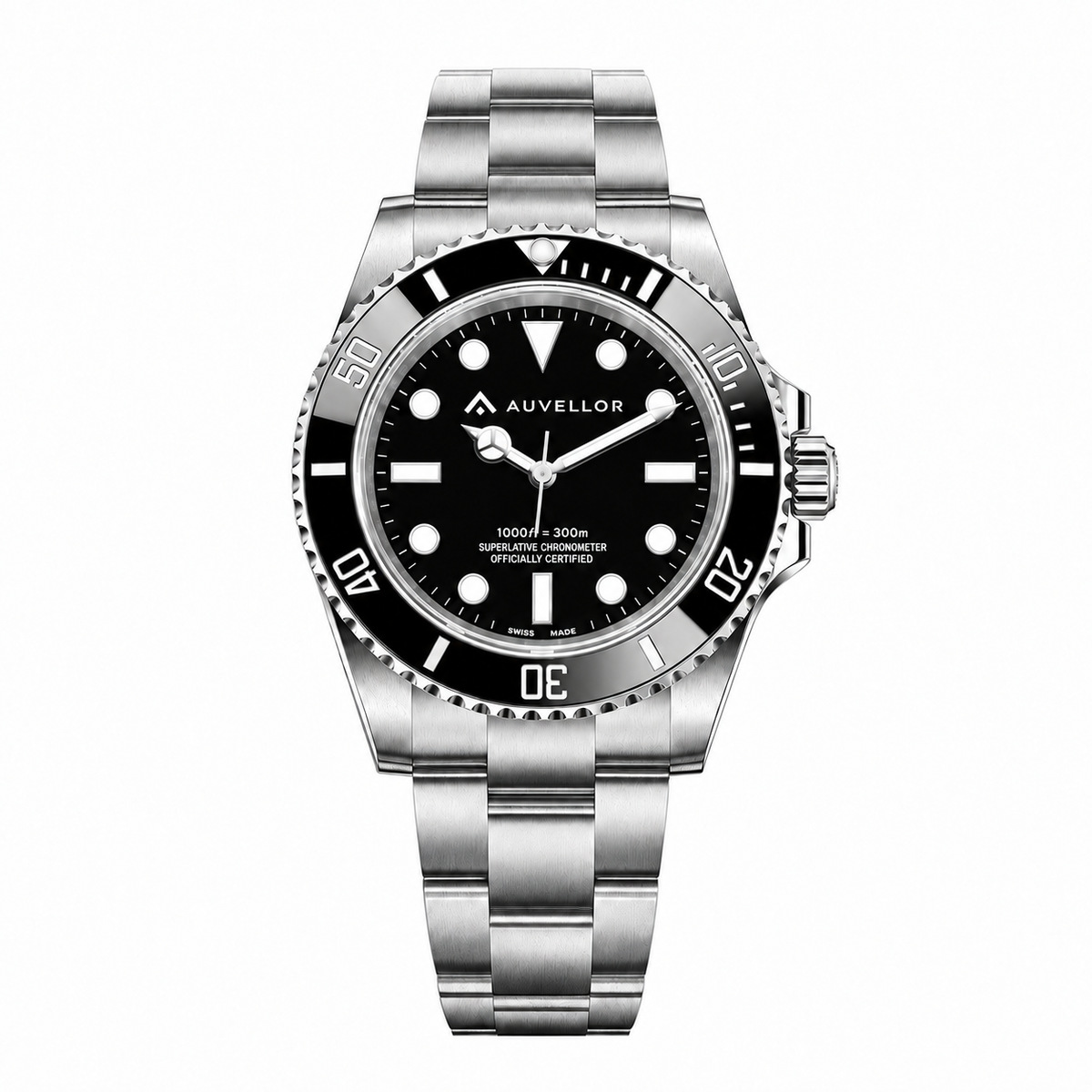 ORVEN Drevanor – Black Dial — front view on white background