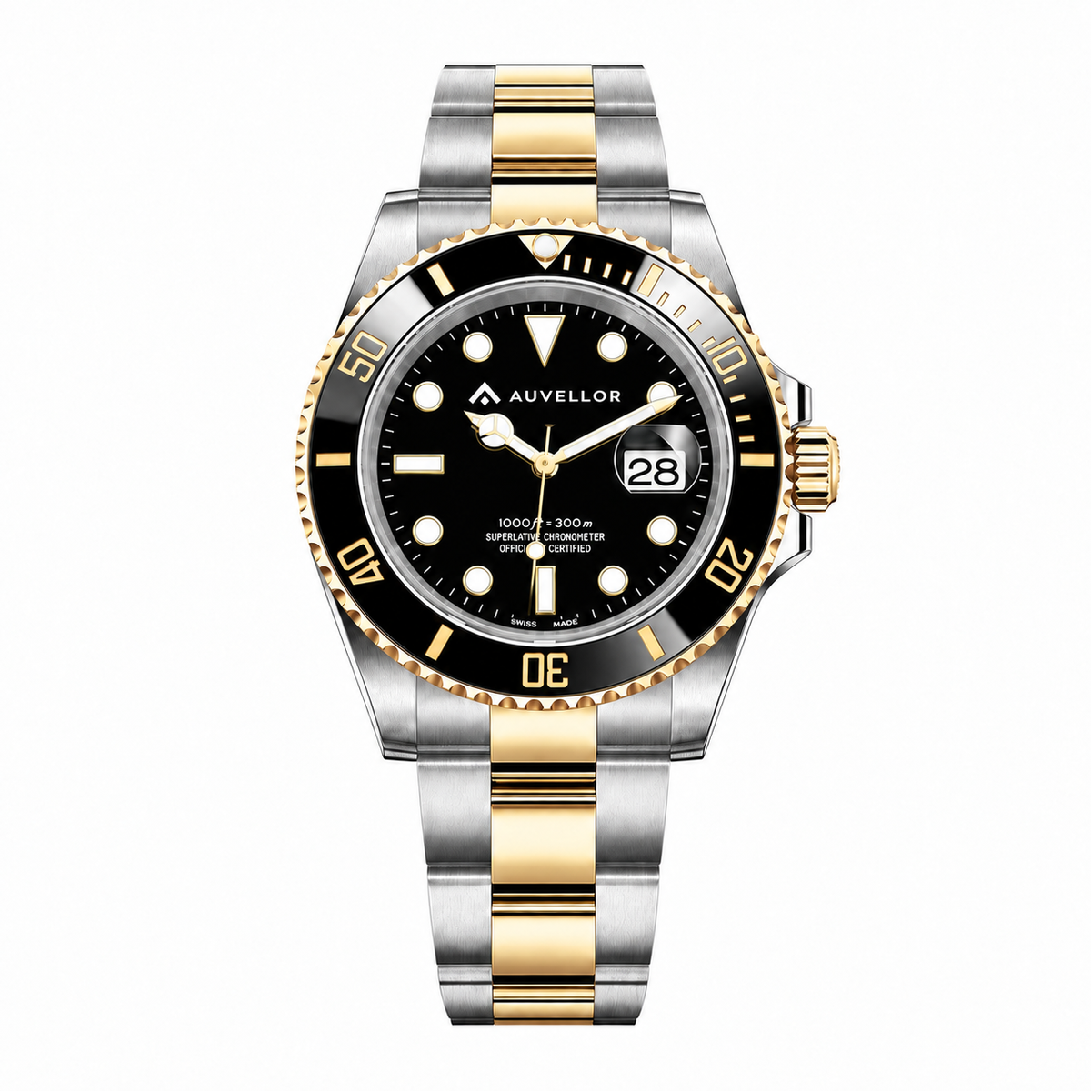 ORVEN Halvex – Black Dial — front view on white background