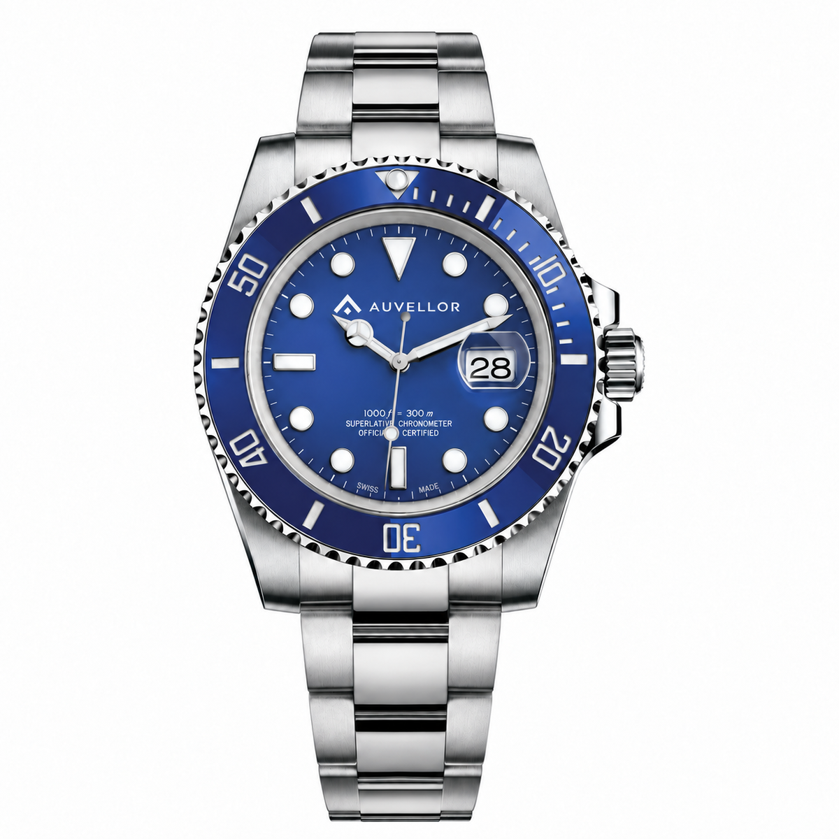 ORVEN Brelvane – Blue Dial — front view on white background
