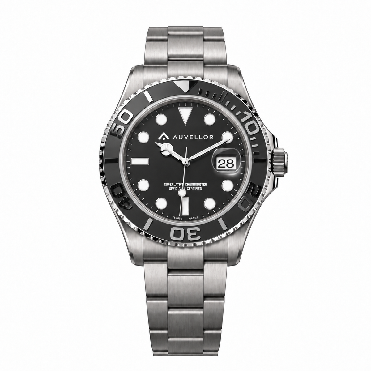 ORVEN Tivanor – Black Dial — front view on white background